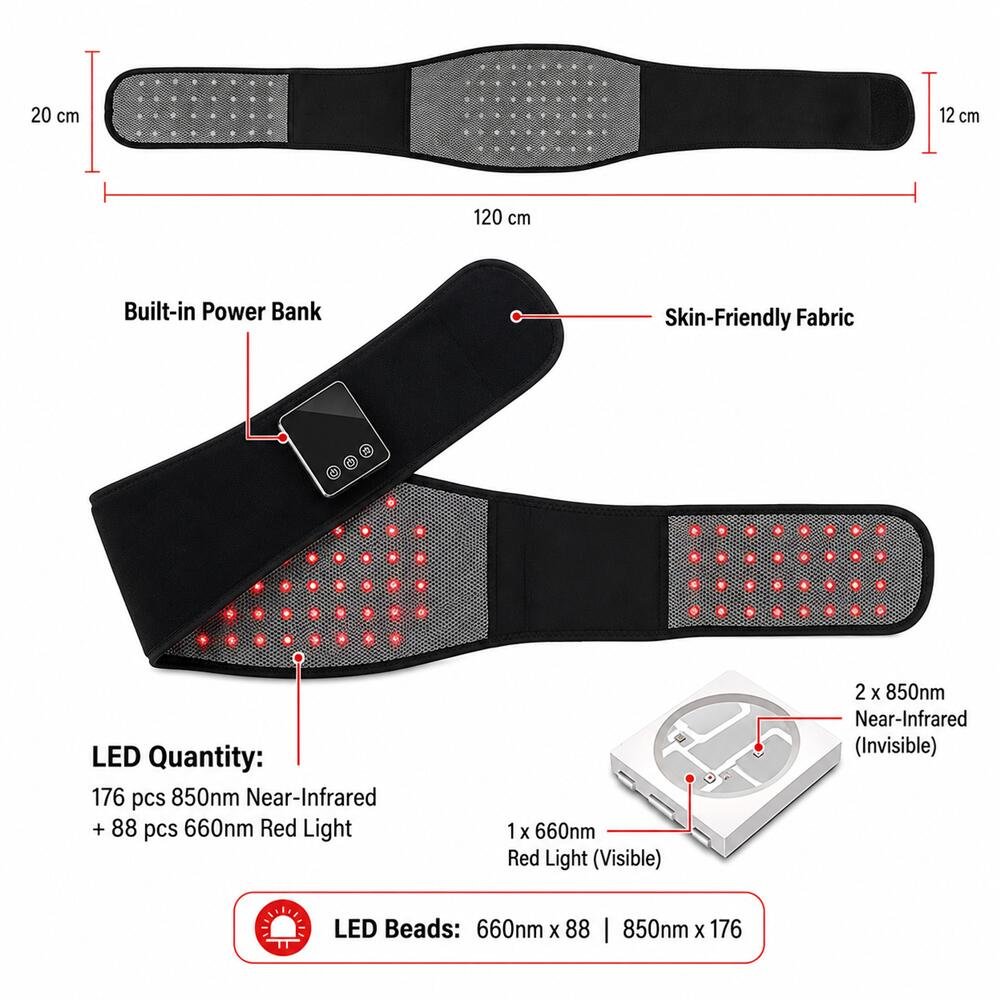 Cordless Red Light Therapy Waist Belt For Fat Loss 