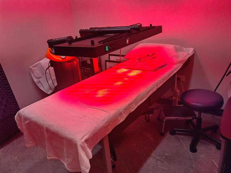 Relaxing light therapy pod in luxury wellness center