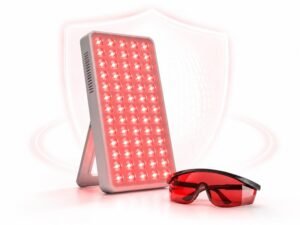 Red light therapy device and goggles