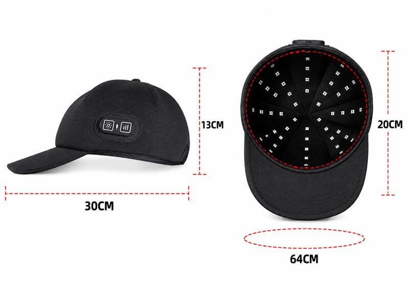 72 LEDs Wireless Red Light Cap for Hair Growth - CP008 Measurement