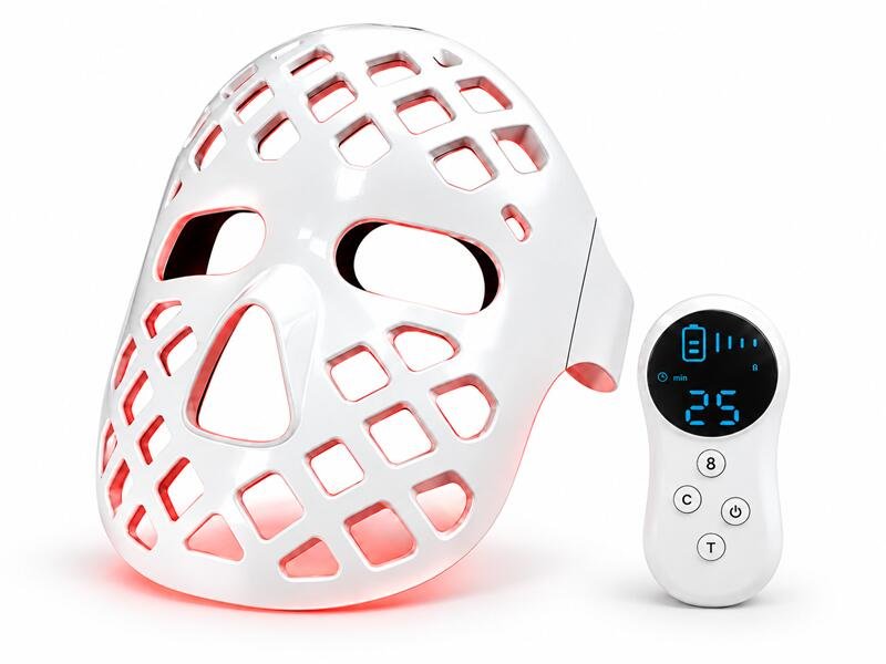 Futuristic Red-Glow LED Therapy Mask