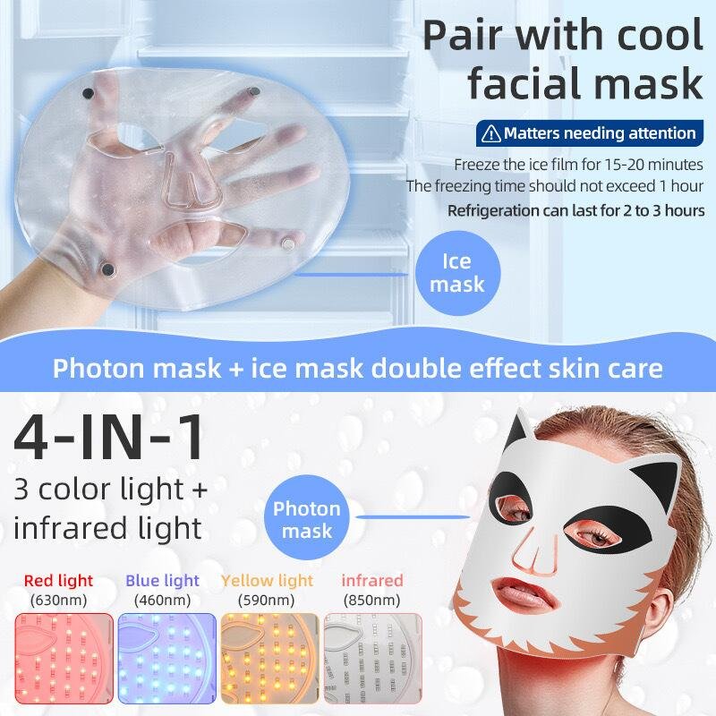 LED Light Facial Mask (Paired With An Ice Film)