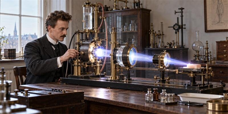 Niels Ryberg Finsen performing early phototherapy experiments in the 1890s