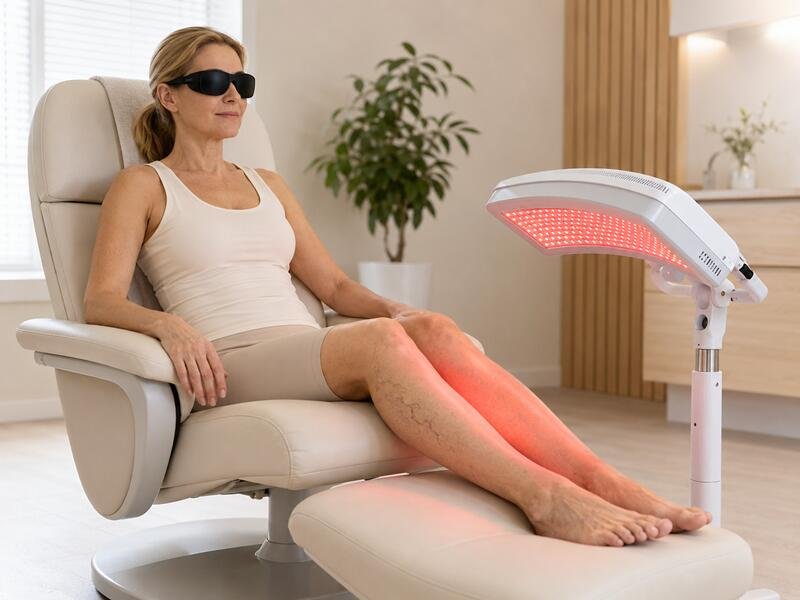 Red light wellness session for lower legs