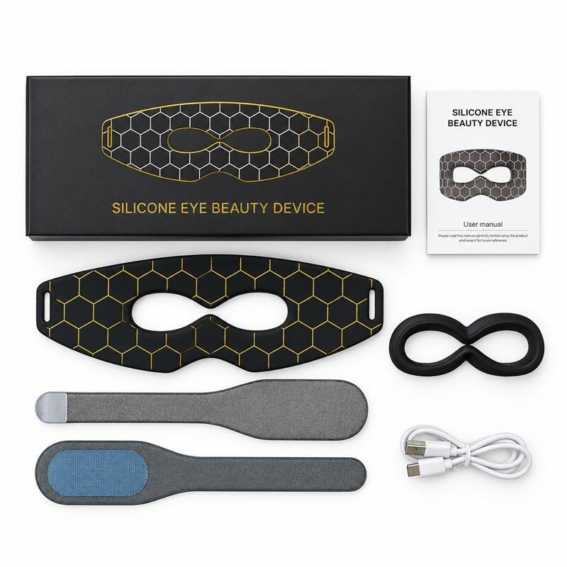 Silicone Eye Beauty Device Kit Flat Lay