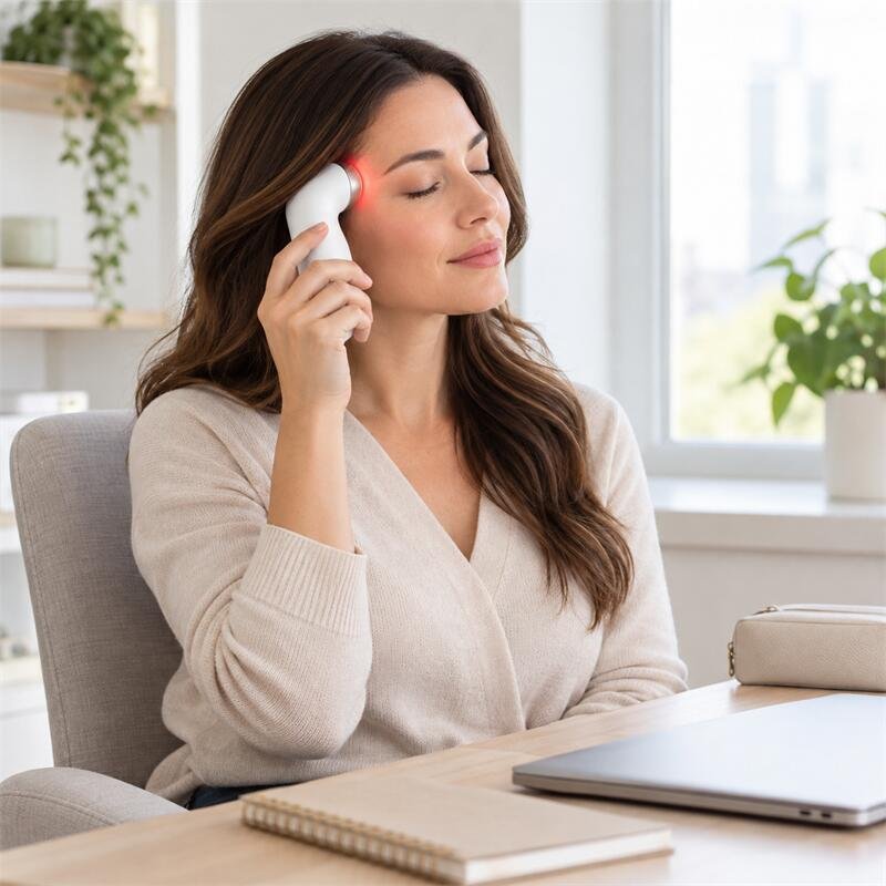 Handheld red light therapy device for targeted migraine treatment
