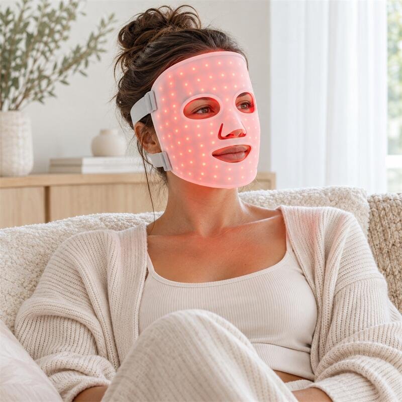 LED face mask device for red light therapy