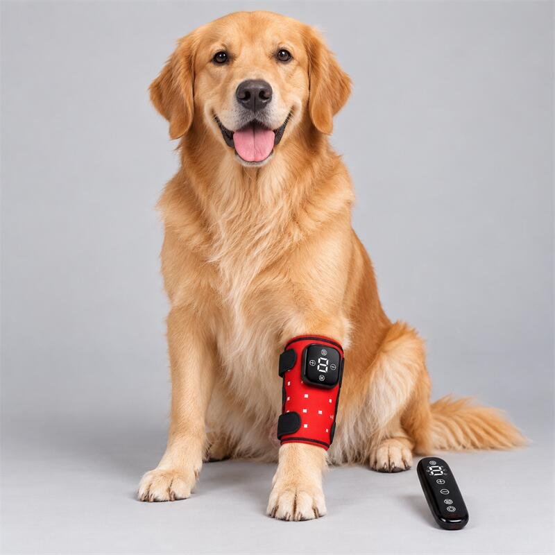 Golden Retriever with Red Light Therapy Strap-2