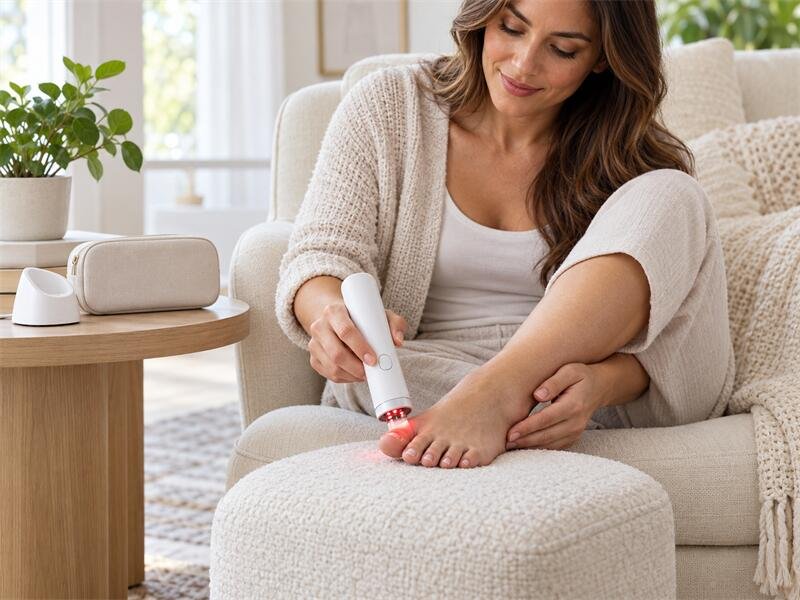 Handheld red light therapy device for targeted antifungal treatment