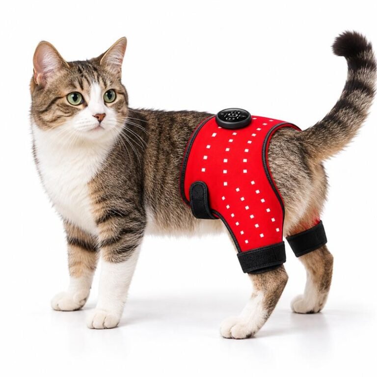 Healthy cat with red hip therapy wrap-4