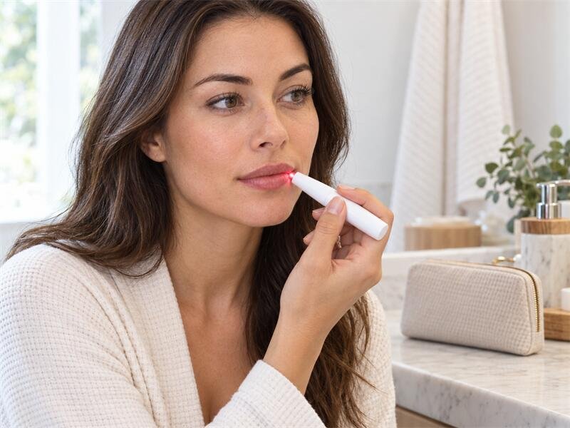 Handheld red light therapy device for targeted cold sore treatment