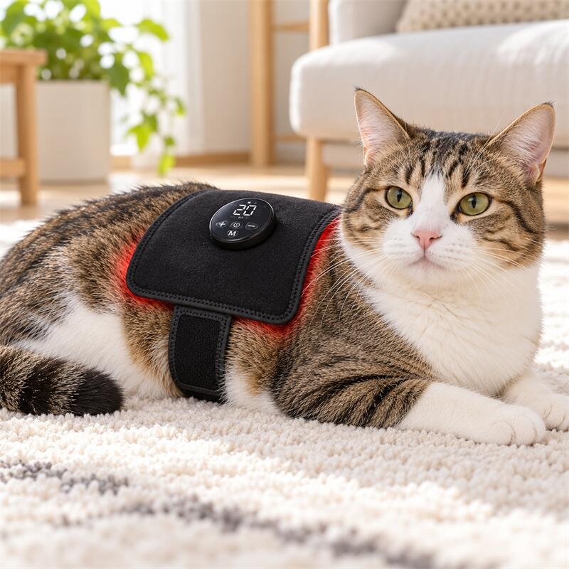 Relaxed Cat with Red Light Therapy Pad-6