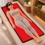 Woman Relaxing on Red Light Mat-5